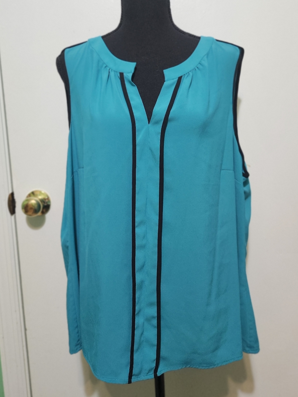 Calvin Klein Teal Sleeveless Camisole with Black Trim
